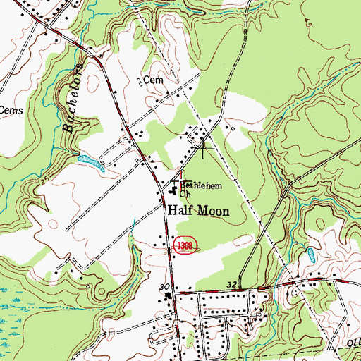 Topographic Map of Bethlehem Church, NC