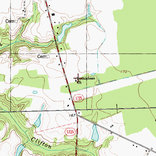 Topographic Map of Bethlehem Church, NC