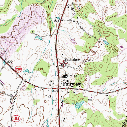 Topographic Map of Bethlehem Church, NC
