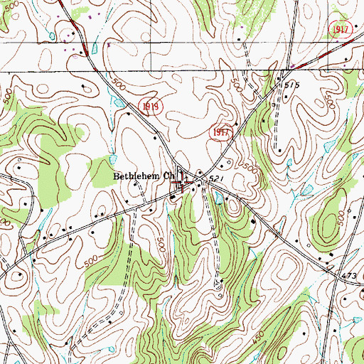 Topographic Map of Bethlehem Church, NC