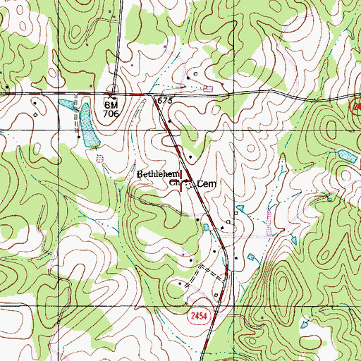 Topographic Map of Bethlehem Church, NC