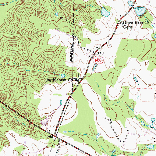 Topographic Map of Bethlehem Church, NC