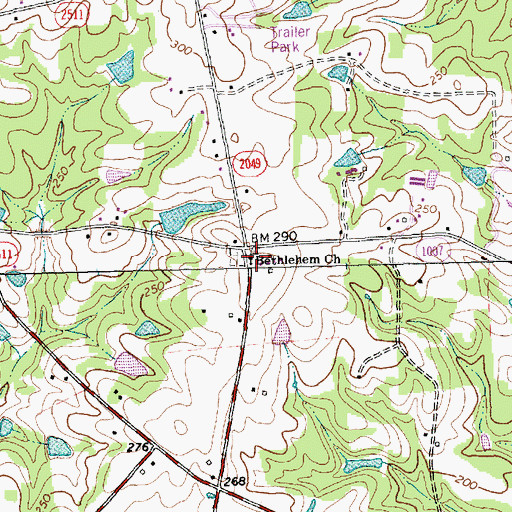 Topographic Map of Bethlehem Church, NC