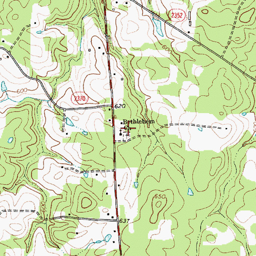 Topographic Map of Bethlehem Church, NC