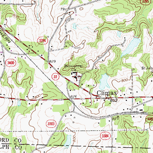 Topographic Map of Bethlehem Church, NC
