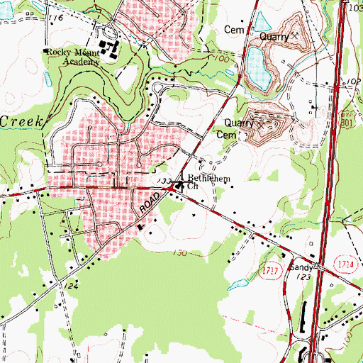 Topographic Map of Bethlehem Church, NC