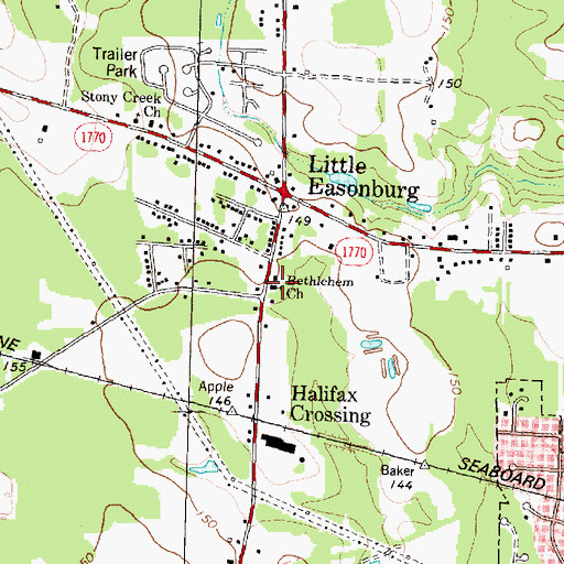Topographic Map of Bethlehem Church, NC