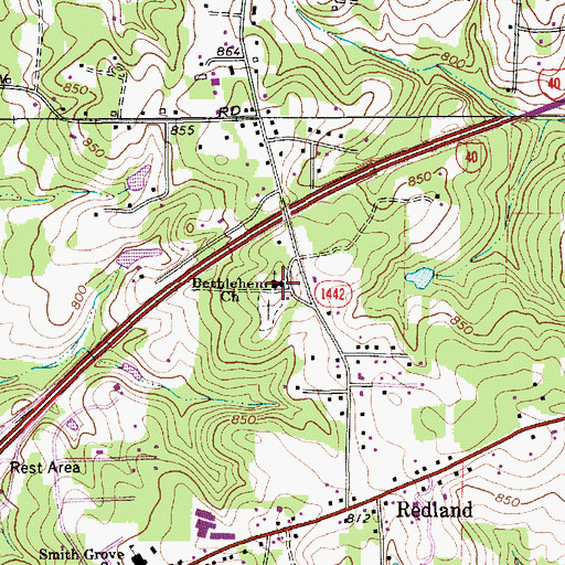 Topographic Map of Bethlehem Church, NC