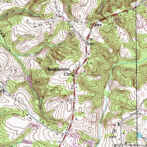 Topographic Map of Bethlehem Church, NC