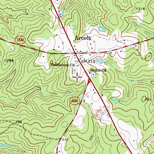 Topographic Map of Bethlehem Church, NC