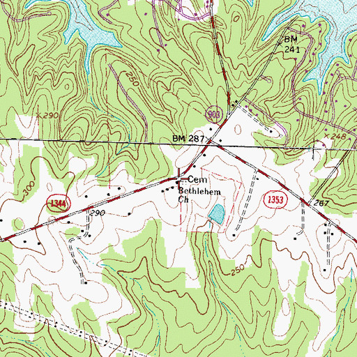 Topographic Map of Bethlehem Church, NC