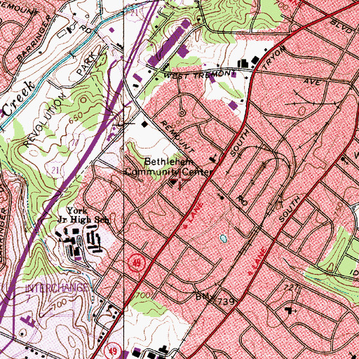 Topographic Map of Bethlehem Community Center, NC
