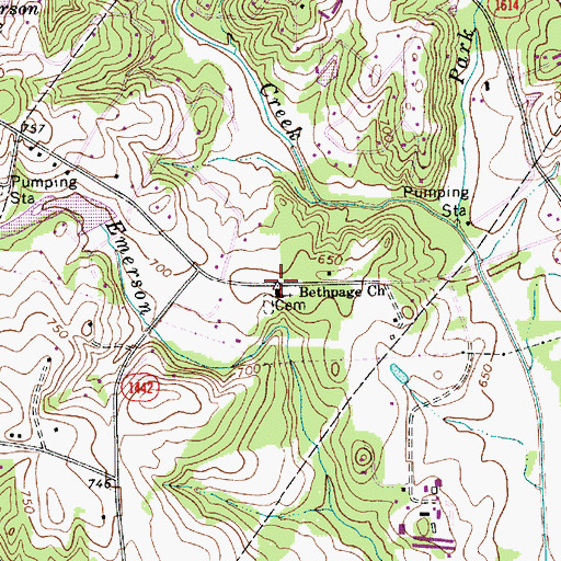 Topographic Map of Bethpage Church, NC