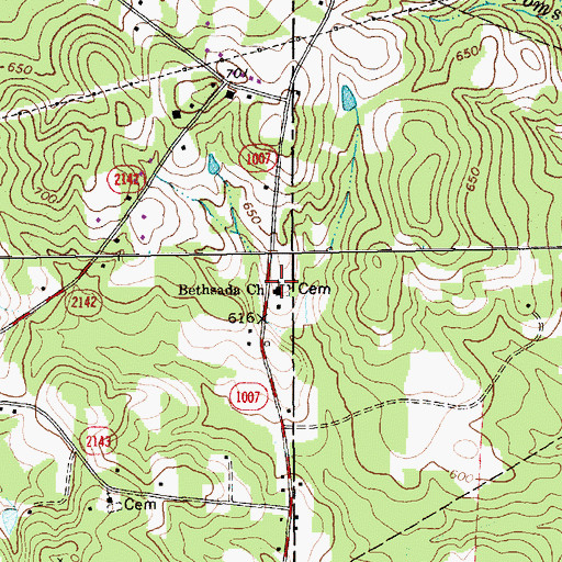 Topographic Map of Bethsada Church, NC