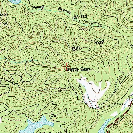 Topographic Map of Betts Gap, NC