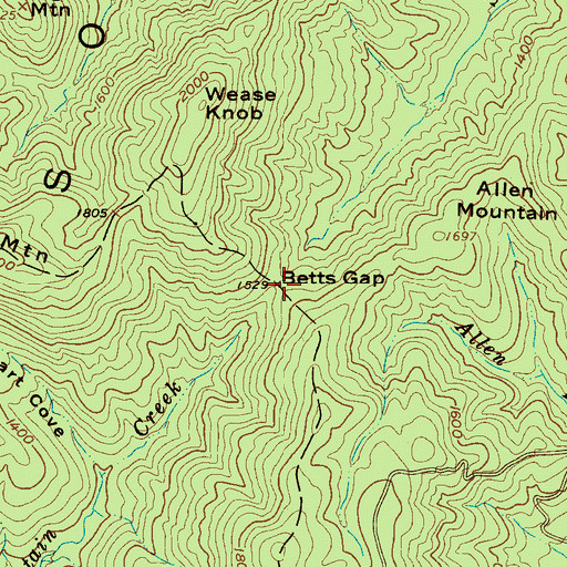 Topographic Map of Betts Gap, NC