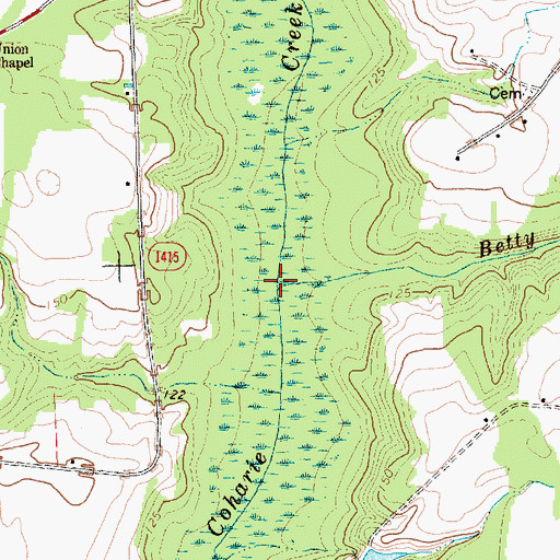 Topographic Map of Betty Branch, NC