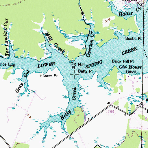 Topographic Map of Betty Creek, NC