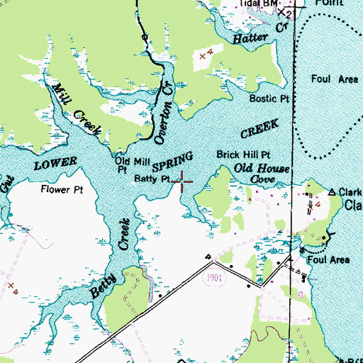 Topographic Map of Betty Point, NC