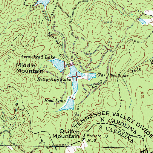 Topographic Map of Betty-Kay Lake, NC
