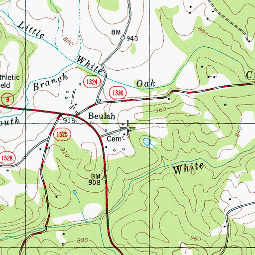 Topographic Map of Beulah Church, NC