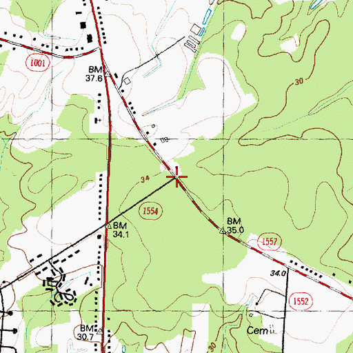 Topographic Map of Beulah Church, NC