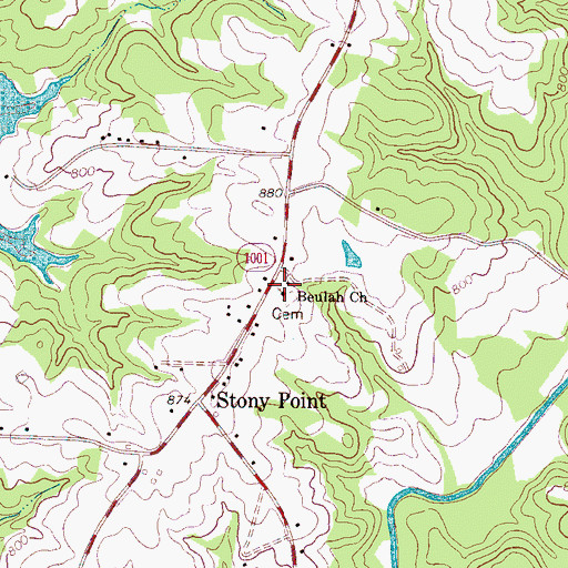 Topographic Map of Beulah Church, NC