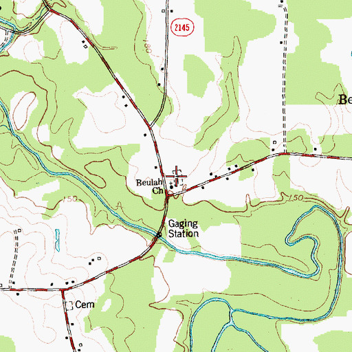 Topographic Map of Beulah Church, NC