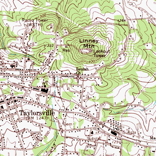 Topographic Map of Beulah Church, NC