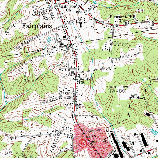 Topographic Map of Beulah Church, NC