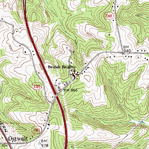 Topographic Map of Beulah Heights Church, NC