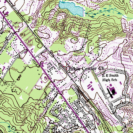 Topographic Map of Bible Center Church, NC
