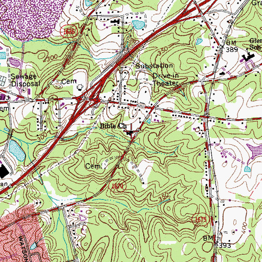 Topographic Map of Bible Church, NC