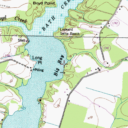 Topographic Map of Big Bay, NC