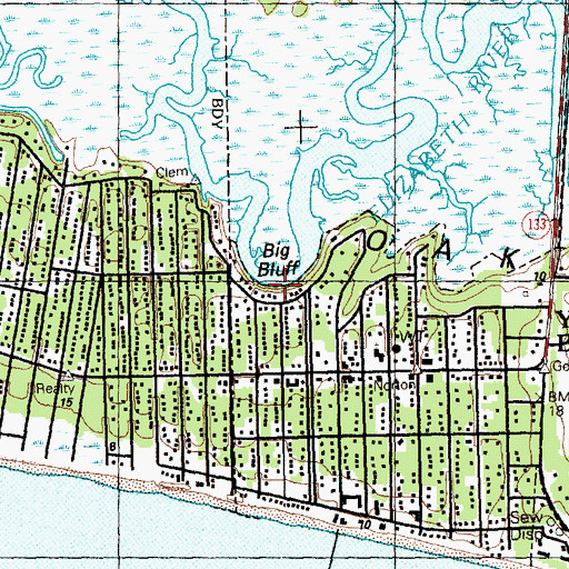 Topographic Map of Big Bluff, NC