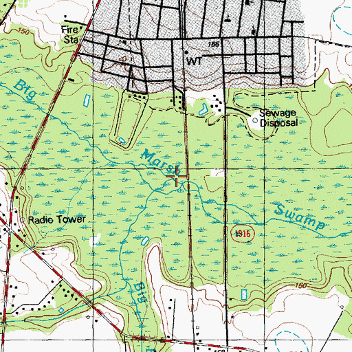 Topographic Map of Big Branch, NC