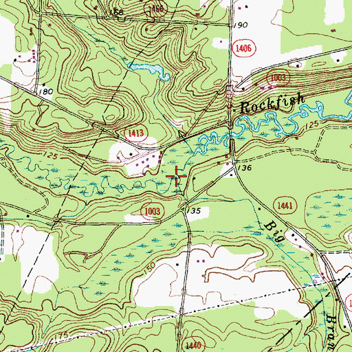 Topographic Map of Big Branch, NC