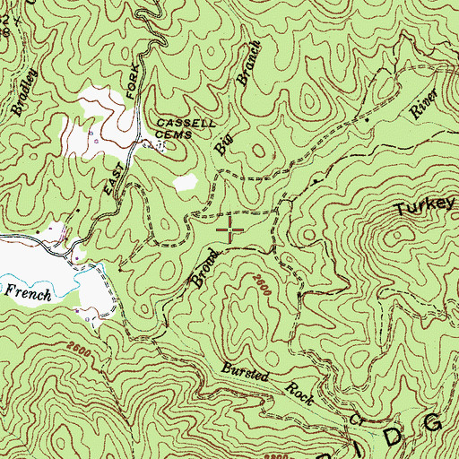 Topographic Map of Big Branch, NC