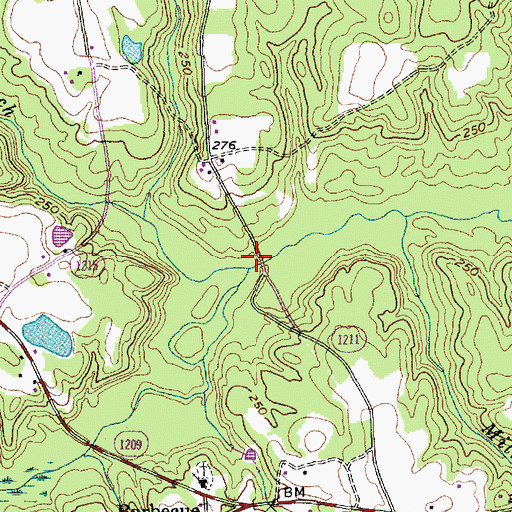 Topographic Map of Big Branch, NC