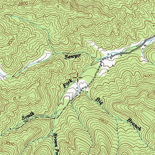 Topographic Map of Big Branch, NC