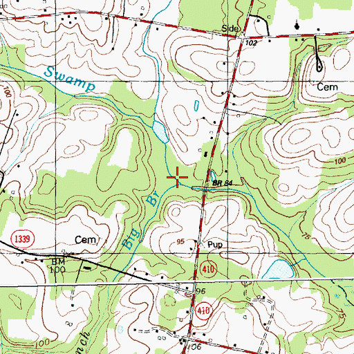 Topographic Map of Big Branch, NC