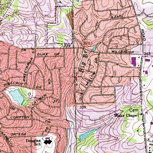 Topographic Map of Big Branch, NC