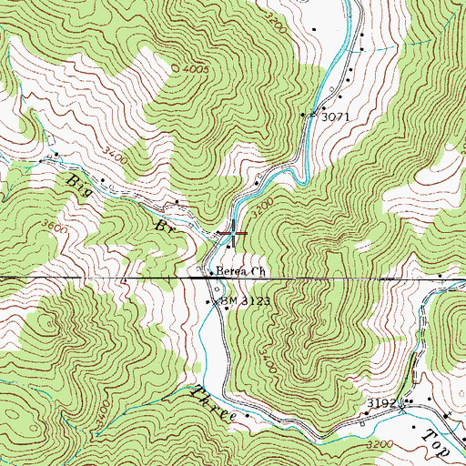 Topographic Map of Big Branch, NC