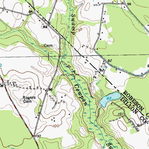Topographic Map of Big Cowpen Swamp, NC