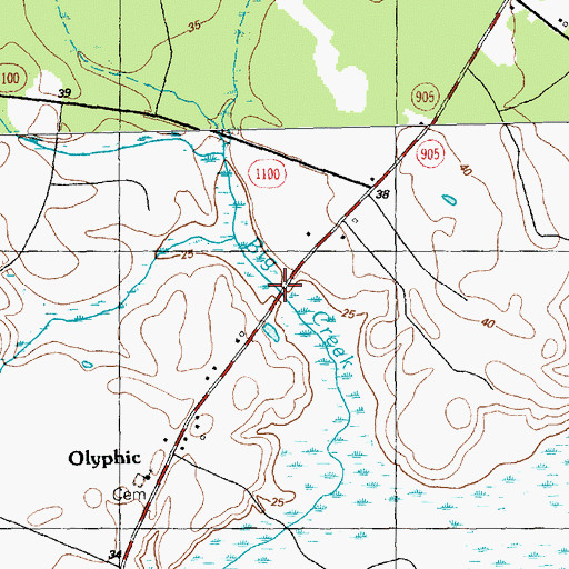 Topographic Map of Big Creek Bridge, NC