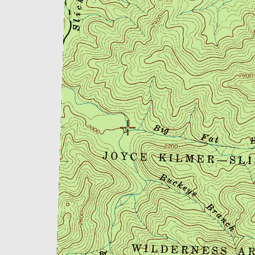 Topographic Map of Big Fat Branch, NC
