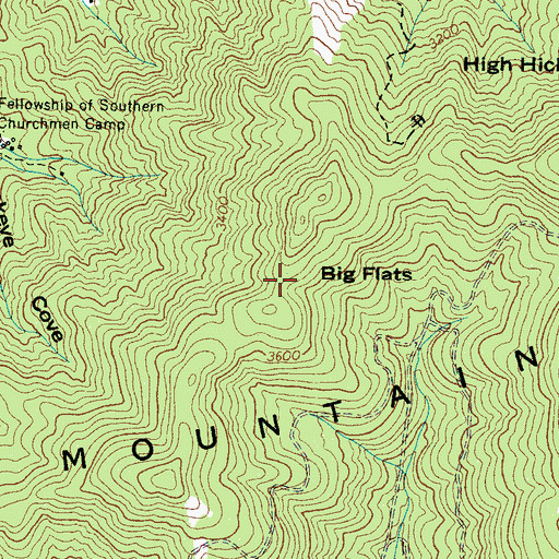 Topographic Map of Big Flats, NC