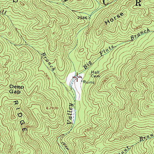 Topographic Map of Big Flats Branch, NC