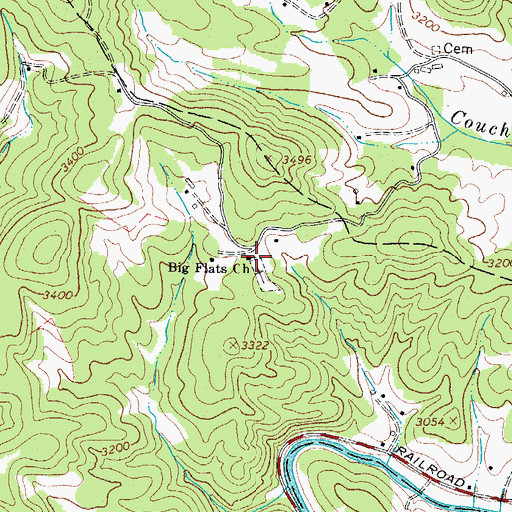 Topographic Map of Big Flats Church, NC
