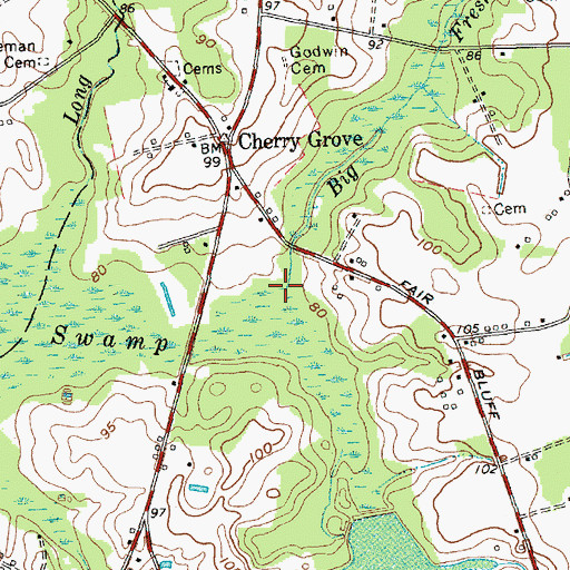 Topographic Map of Big Fresh Water Branch, NC